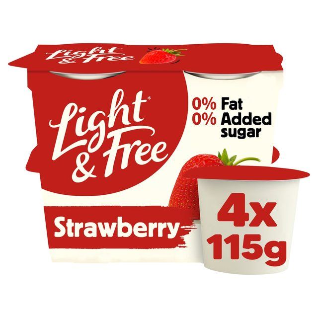 Light &amp;amp; Free Strawberry Greek Style 0% Added Sugar Fat Free Yoghurt   4 x 115g