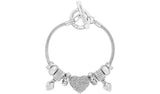 Lipsy Silver Colour Pave Heart Charm Bracelet