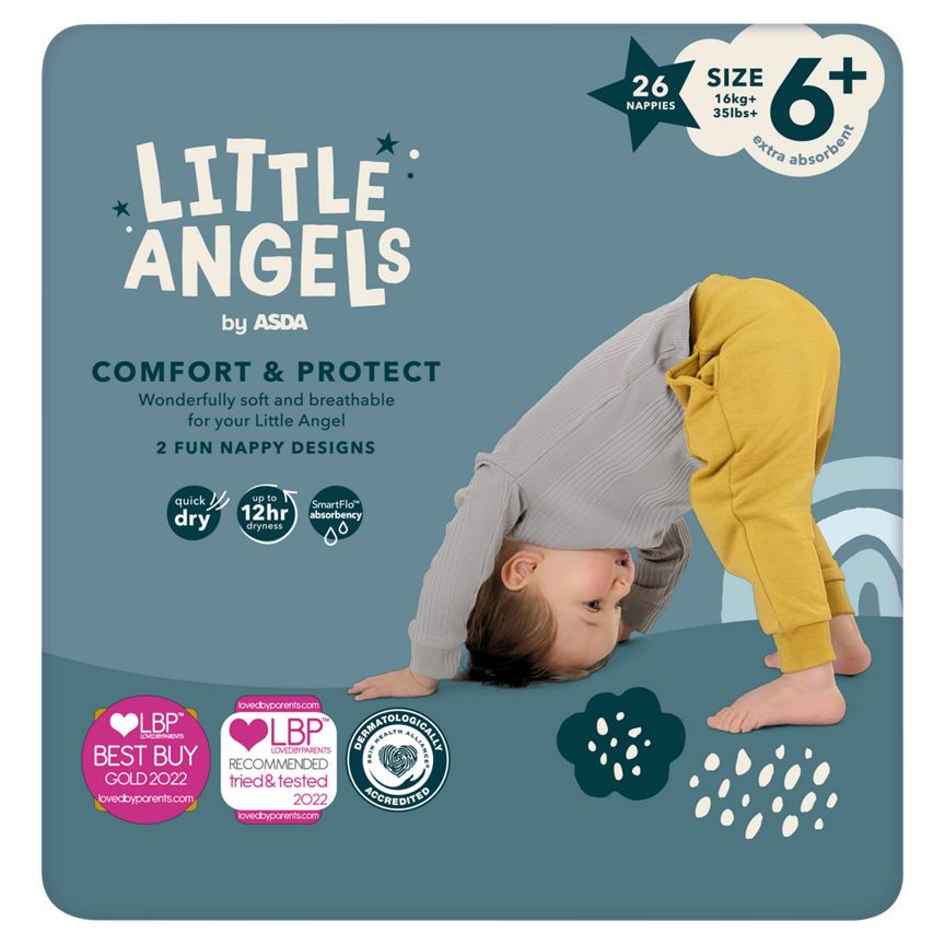 LITTLE ANGELS by ASDA Size 6+ Comfort &amp;amp; Protect 26 Nappies
