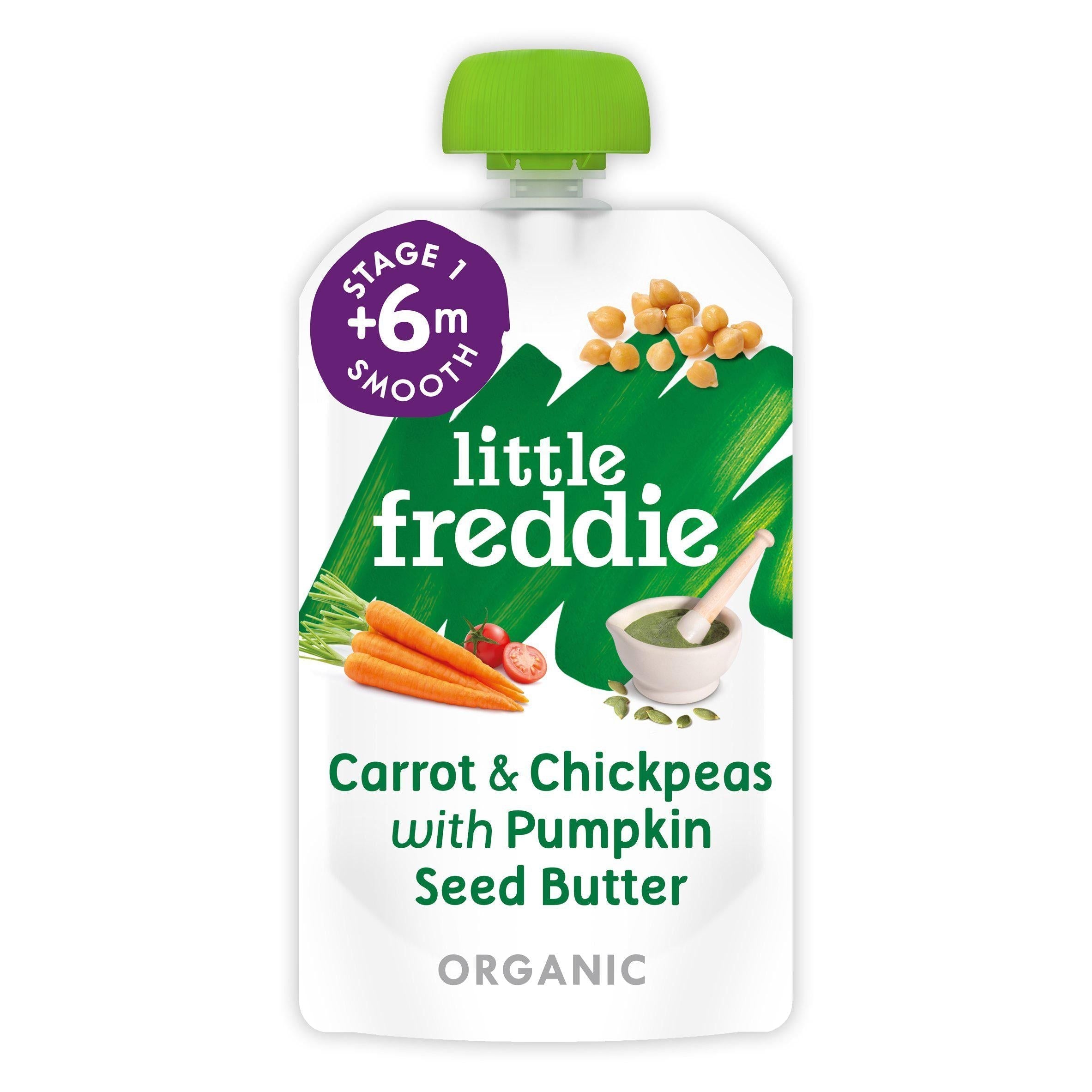 Little Freddie Organic Carrot &amp;amp; Chickpeas Stage 1 +6m Smooth 120g