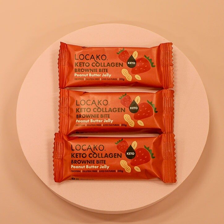 Locako Keto Collagen Brownie Bite Peanut Butter Jelly 30g Almond Butter Cookie Dough