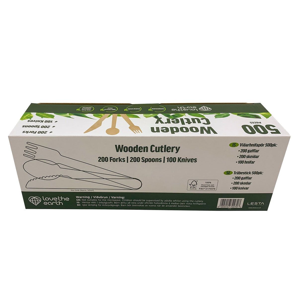 Love The Earth Wooden Cutlery Variety, 500 Pack