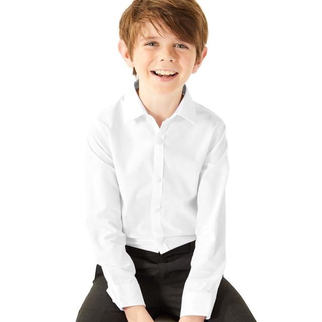 M&amp;amp;S 3pk Slim Fit Easy Iron Shirts 3-14 Years White
