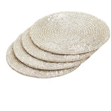 M&amp;amp;S Beaded Coasters Silver   4 per pack