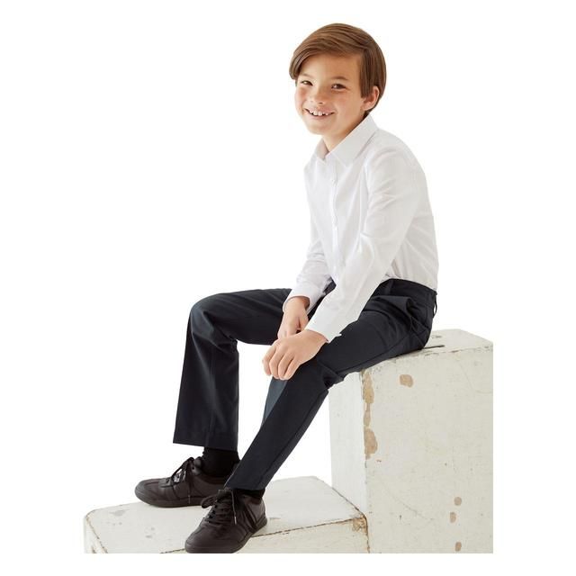 M&amp;amp;S Boys 2pk Navy Slim Leg School Trousers 4-14 Years