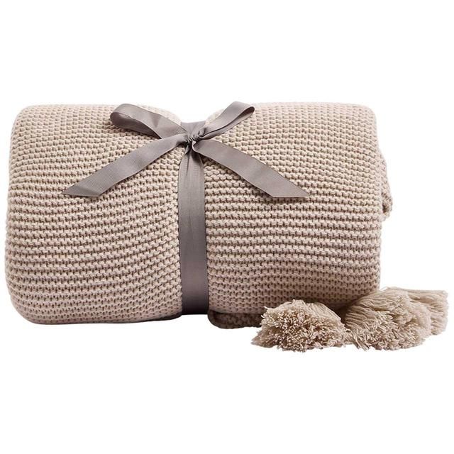 M&amp;amp;S Collection Knitted Tassel Throw One Size Neutral