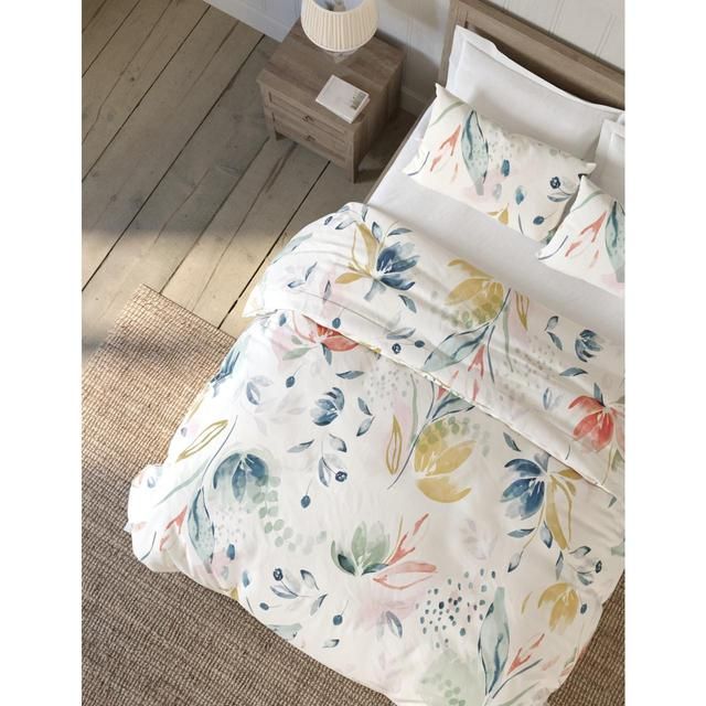 M&amp;amp;S Collection Pure Cotton Abstract Leaf Bedding Set Single- King