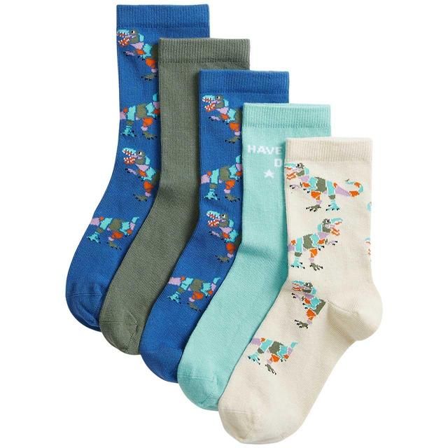 M&amp;amp;S Cotton Dinosaur Socks Multi