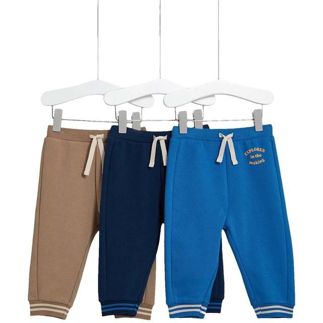 M&amp;amp;S Cotton Graphic Joggers 3 Pack 0 Months-3 Years