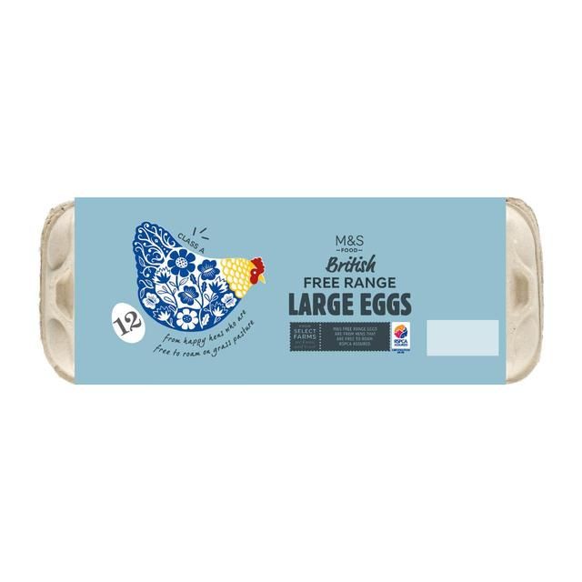 M&amp;amp;S Free Range Large Eggs   12 per pack