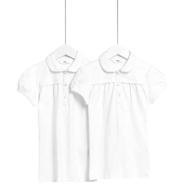 M&amp;amp;S Girls Regular School Polo 13-14 Years White   2 per pack