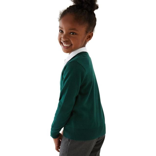 M&amp;amp;S Green 2pk Cotton Cardigan with Staynew 3-14 Years