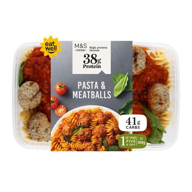 M&amp;amp;S High Protein Pasta &amp;amp; Meatballs Box   400g