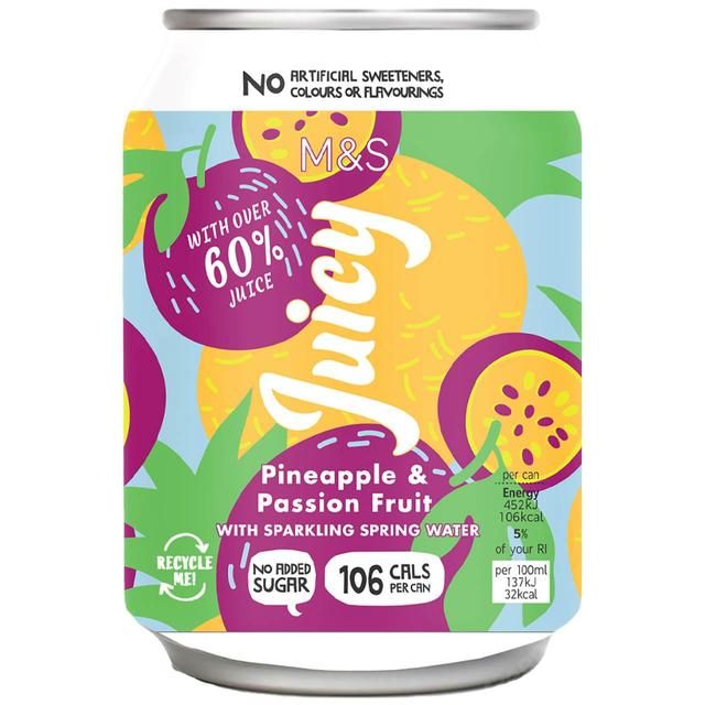 M&amp;amp;S Juicy Sparkling Pineapple &amp;amp; Passion Fruit Water   4 x 330ml