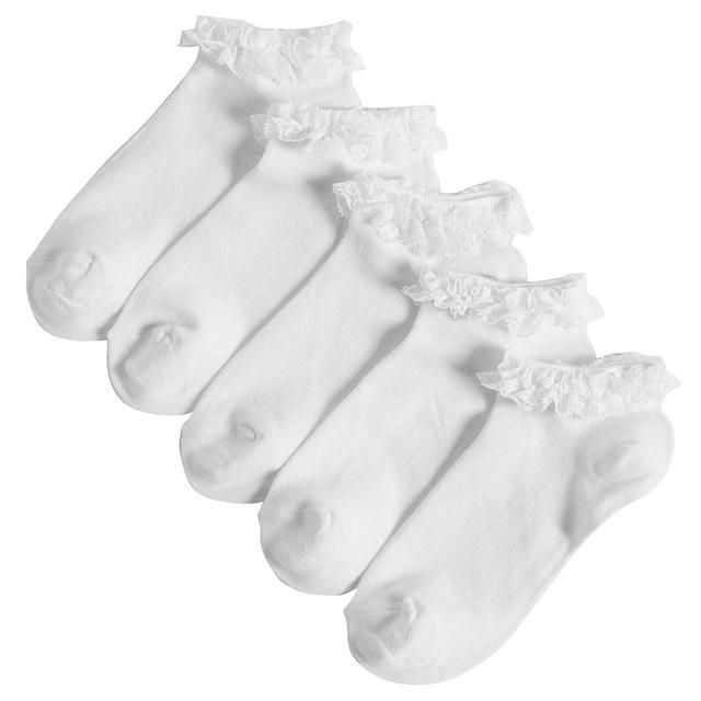 M&amp;amp;S Kids 5 Pack Frill Edge Socks Size 8-7 White