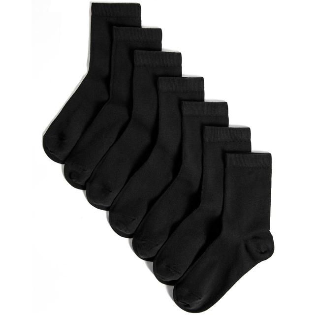 M&amp;amp;S Kids 7pk Ankle School Socks Black