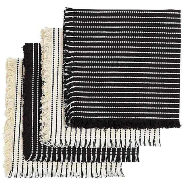 M&amp;amp;S Linear Stitch Napkins Black   4 per pack