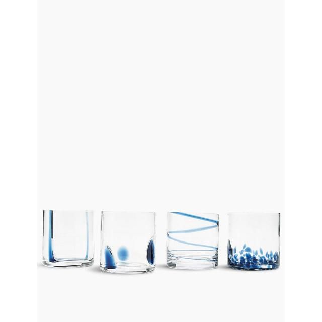 M&amp;amp;S Patterned Blue Mix Tumblers Set   4 per pack