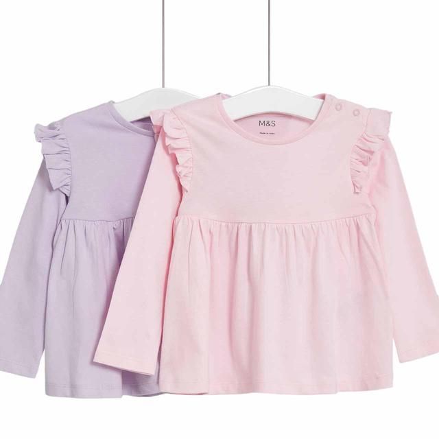 M&amp;amp;S Peplum Tops 0 Months-3 Years Pink