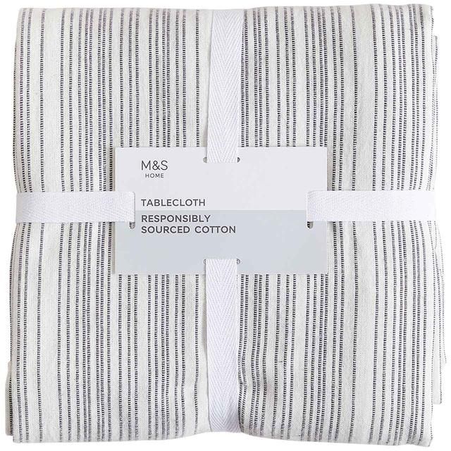 M&amp;amp;S Striped Pure Cotton Tablecloth
