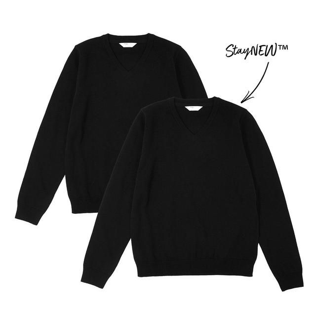 M&amp;amp;S Unisex 2pk Black Pure Cotton School Jumper 4-13 Years