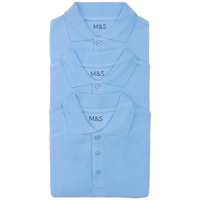 M&amp;amp;S Unisex 3Pk Polo Shirt 12-14Y