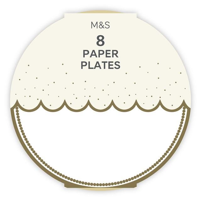 M&amp;amp;S White Paper Plates   8 per pack