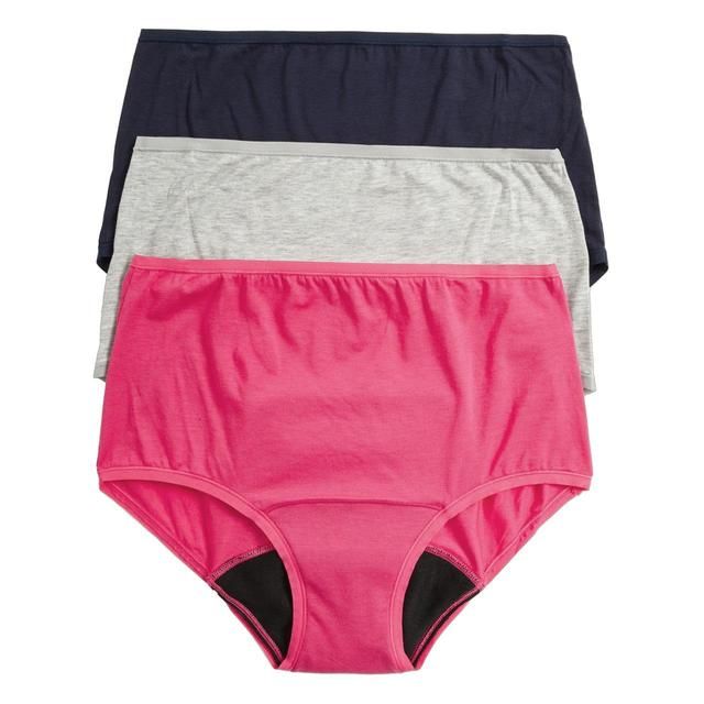 M&amp;amp;S Womens 3 Pack Heavy Absorbency Period Full Briefs Pink Mix