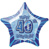Unique Party Happy 40th Birthday Star Foil Balloon