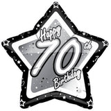 Creative Party Happy 70th Birthday Black/Silver Star Balloon
