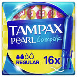 Tampax Pearl Compak Regular Tampons With Applicator X16