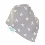 Ziggle Bandana Dribble Bib - White Stars on Grey