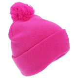FLOSO Kids Knitted Hi Vis Winter Bobble Hat
