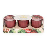 Candlelight Set of 3 Ribbed Mini Candles - Wild Strawberry & Rhubarb