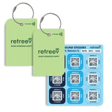Retreev Pack - 2 x tags and Stickers - Green Set