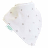 Ziggle Bandana Dribble Bib - Grey Stars on White