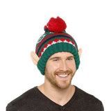 RJM Adult Knitted Christmas Elf Bobble Hat
