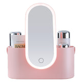 Livingandhome Portable Travel Makeup Box with LED Mirror