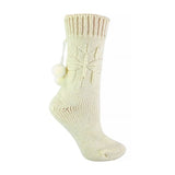 Ladies Alpaca Wool Slipper Bed Socks With Pom Pom 4-8