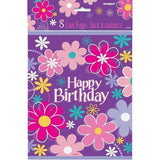 Unique Party Floral Happy Birthday Party Bags (Pack of 8)