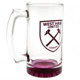 West Ham United FC Crest Glass Beer Stein