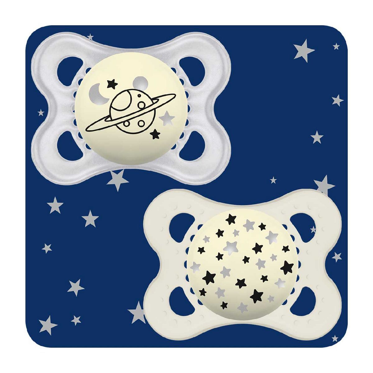 MAM Night Soother 0+M 2 Pack - Grey