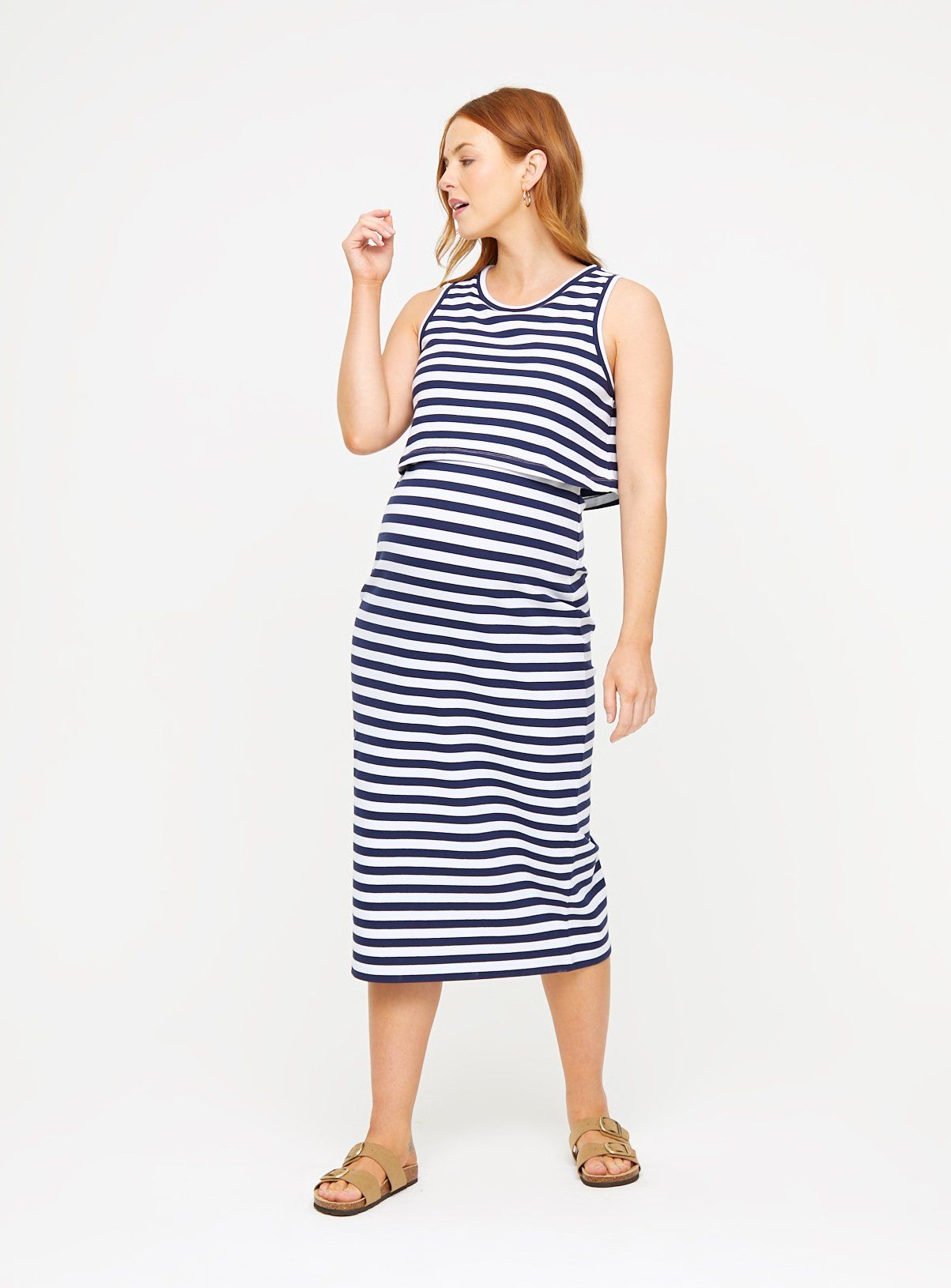MATERNITY Nursing Stripe Sleeveless Ribbed Dress 22