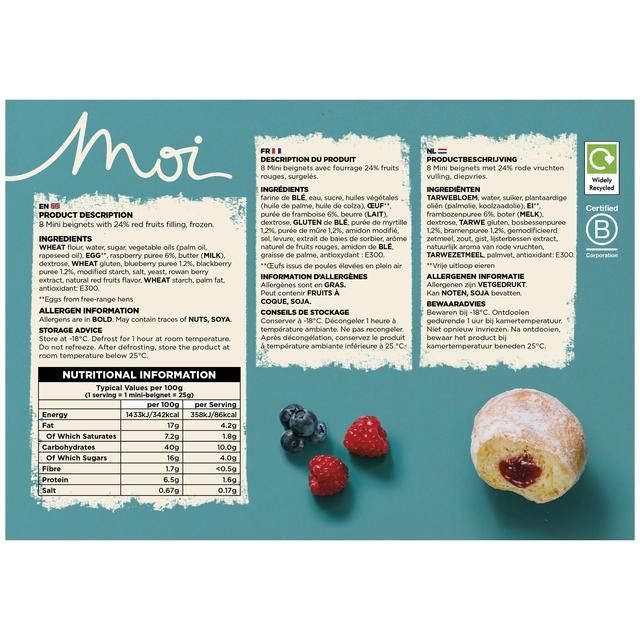 MOI Red Fruits filled Mini Beignets   8 per pack