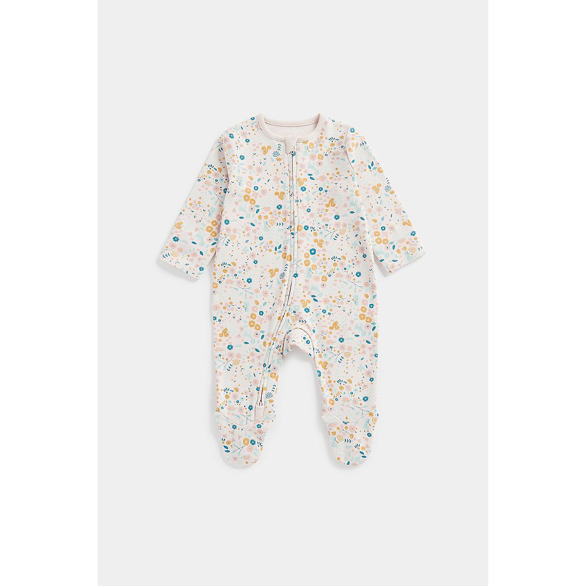 Mothercare Floral Zip-Up Baby Sleepsuit
