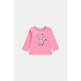 Mothercare Pink Cat Long-Sleeved T-Shirt