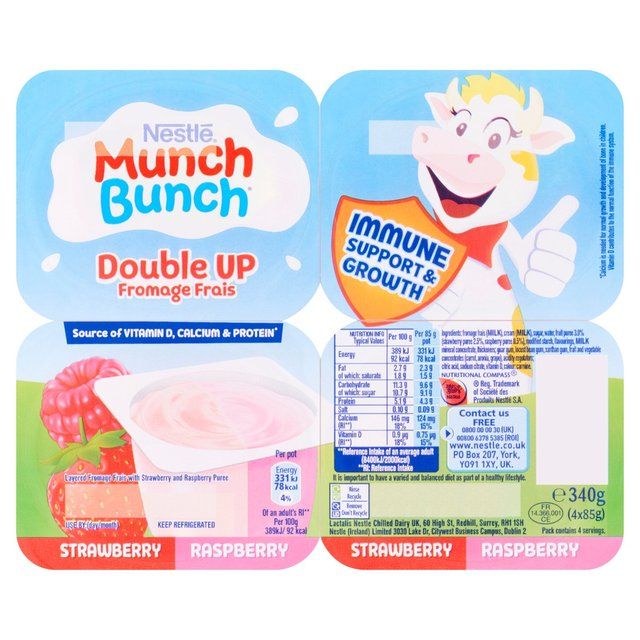 Munch Bunch Double Up Fromage Frais Strawberry &amp;amp; Raspberry    4 x 85g