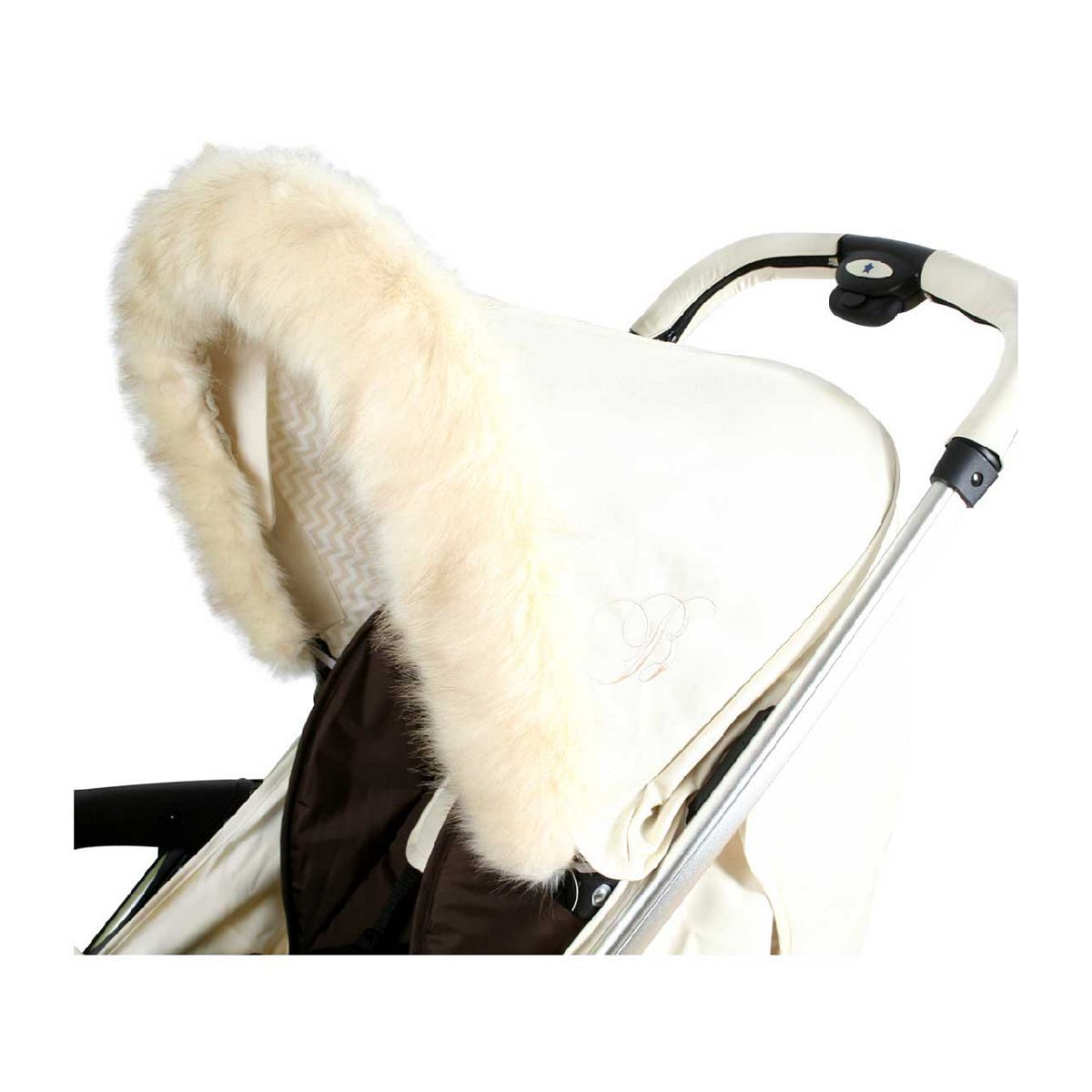 My Babiie Cream Pram Hood Fur Trim