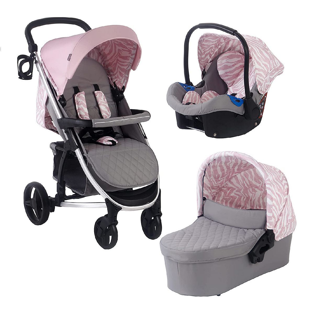 My Babiie MB200+ Dani Dyer Pink &amp;amp; Grey Marbled Travel System