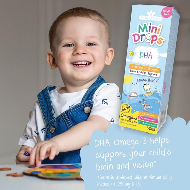 Natures Aid Mini Drops DHA Omega-3 for Infants &amp;amp; Children   50ml